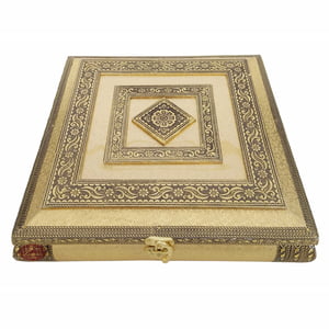 Golden Artificial Leather finish, Wooden Handmade Rajwadi Chocolate Box